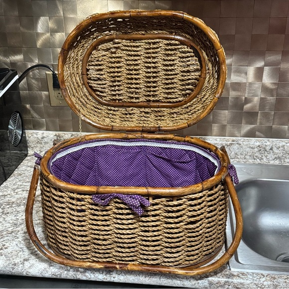 Woven Basket with Purple Lining & accent - Picture 6 of 16